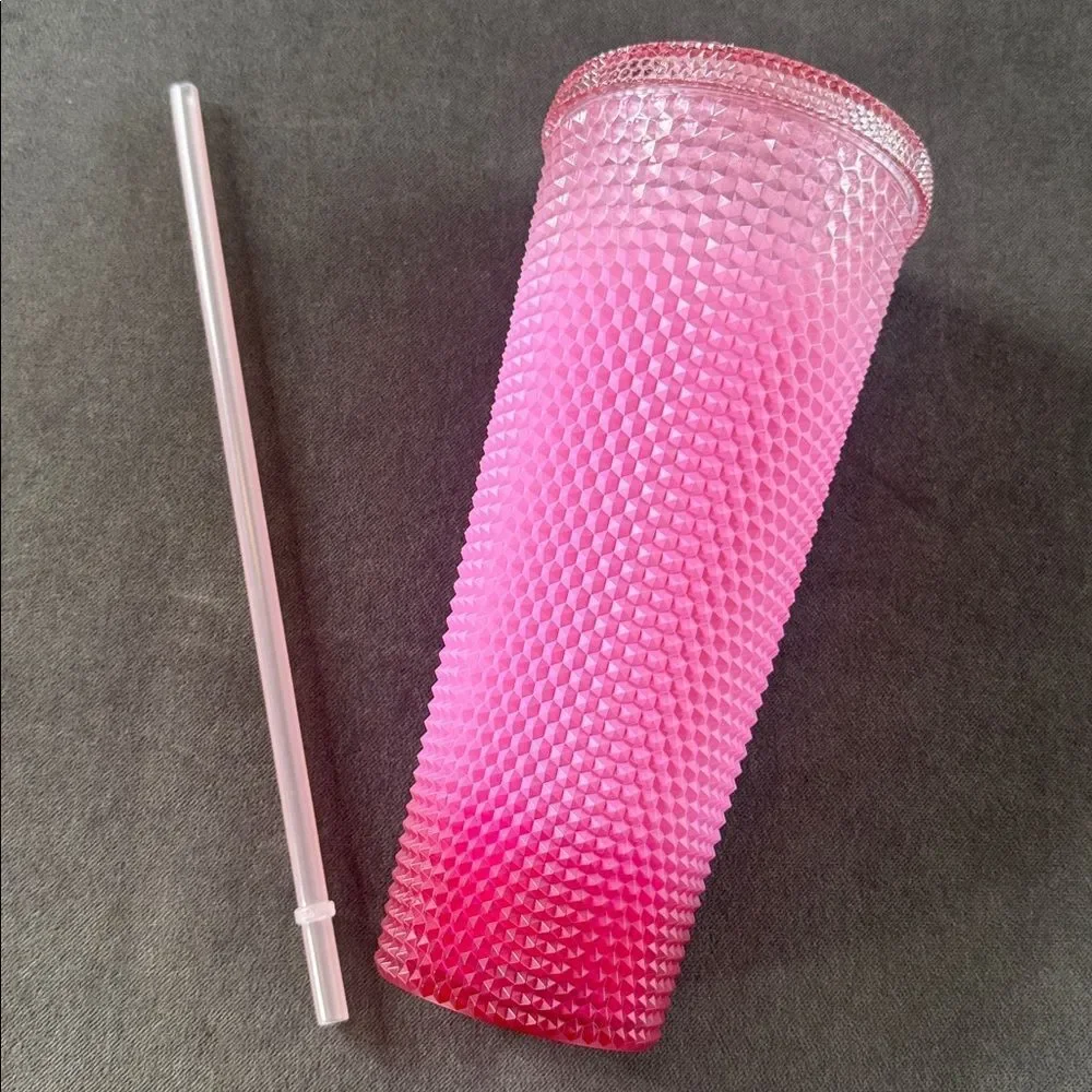 Starbucks Venti Pink Gradient Ombré Studded Tumbler  24oz NEW